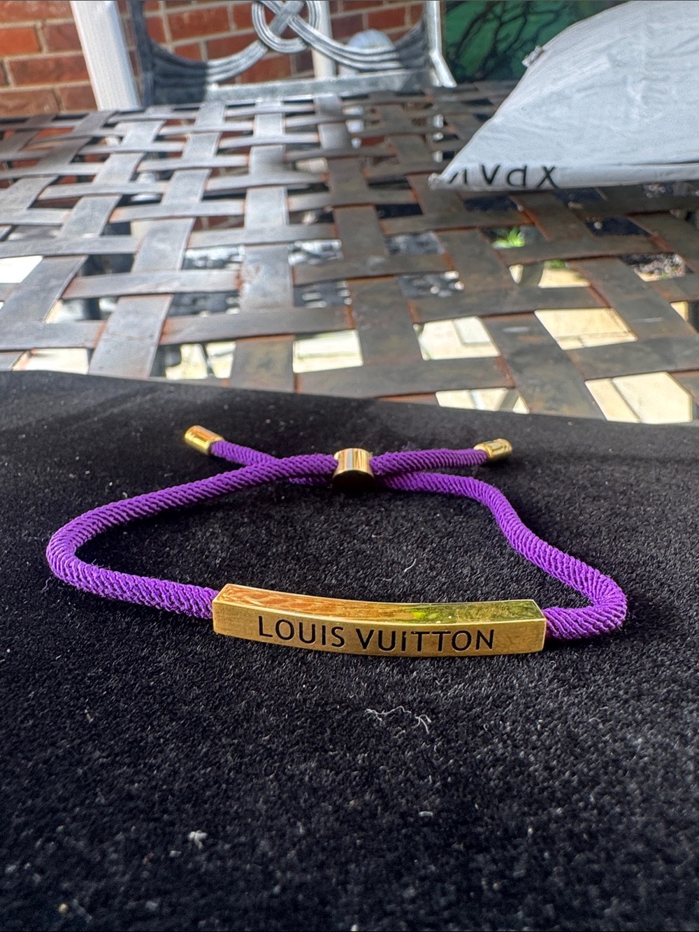 Bracelet  Purple Cord Bracelet with Gold Bar